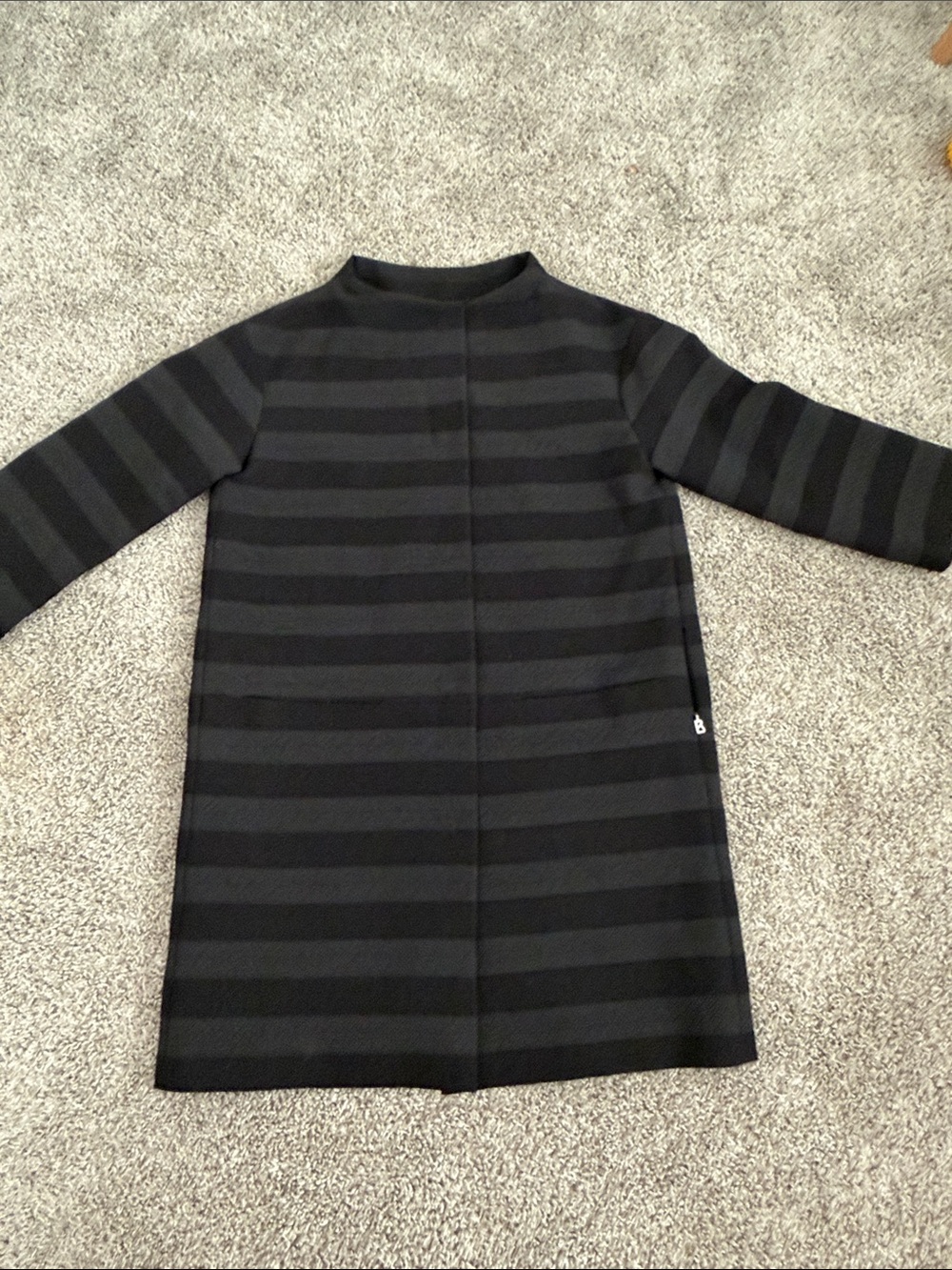 Bogner Black and Dark Gray Striped Casual Coat